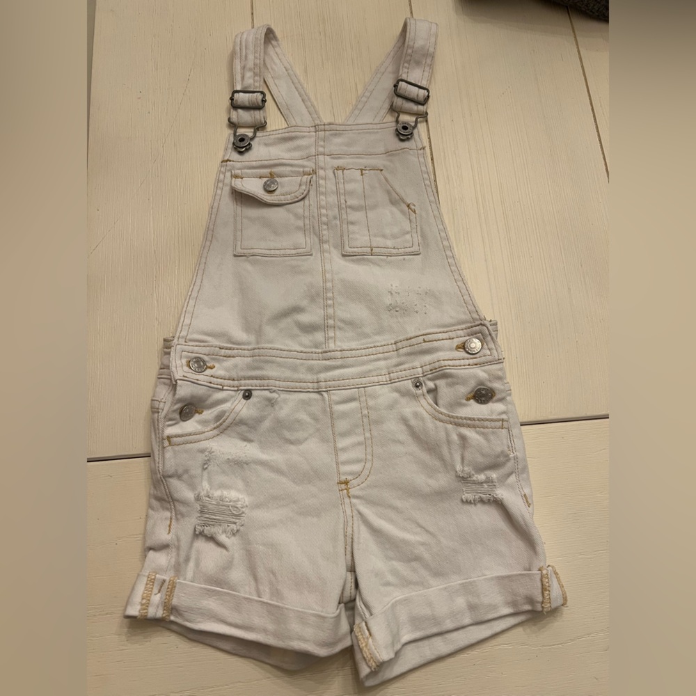 Girls 6 Lucky Brand White Denim Overalls